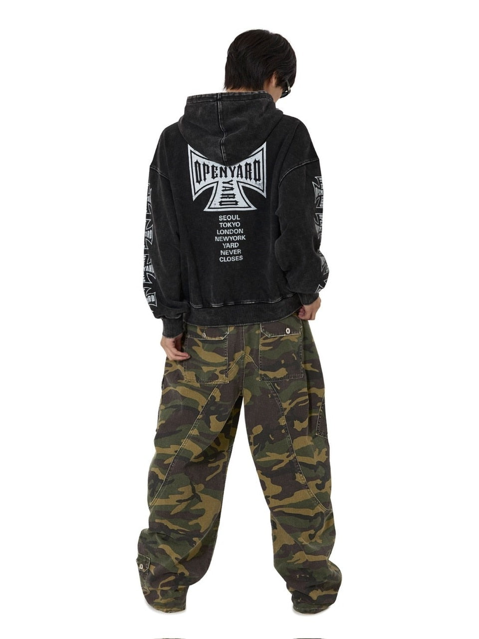 【OY】CROSS FADE WASHED HOODIE ZIP UP