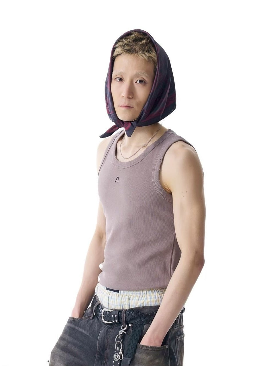 【AAKAM】X-Cross Printed Scarf