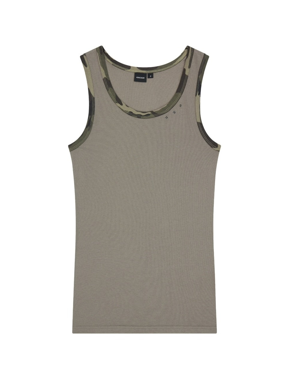 【AAKAM】Eyelet Contrast Camo Sleeveless