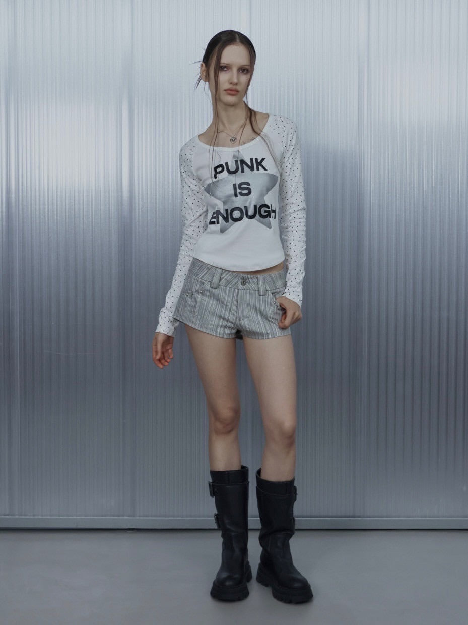 【SETUP‐EXE】STAR SLEEVE PUNK TOP / 【セットアップエグゼ】スタースリーブパンク長袖Ｔシャツ