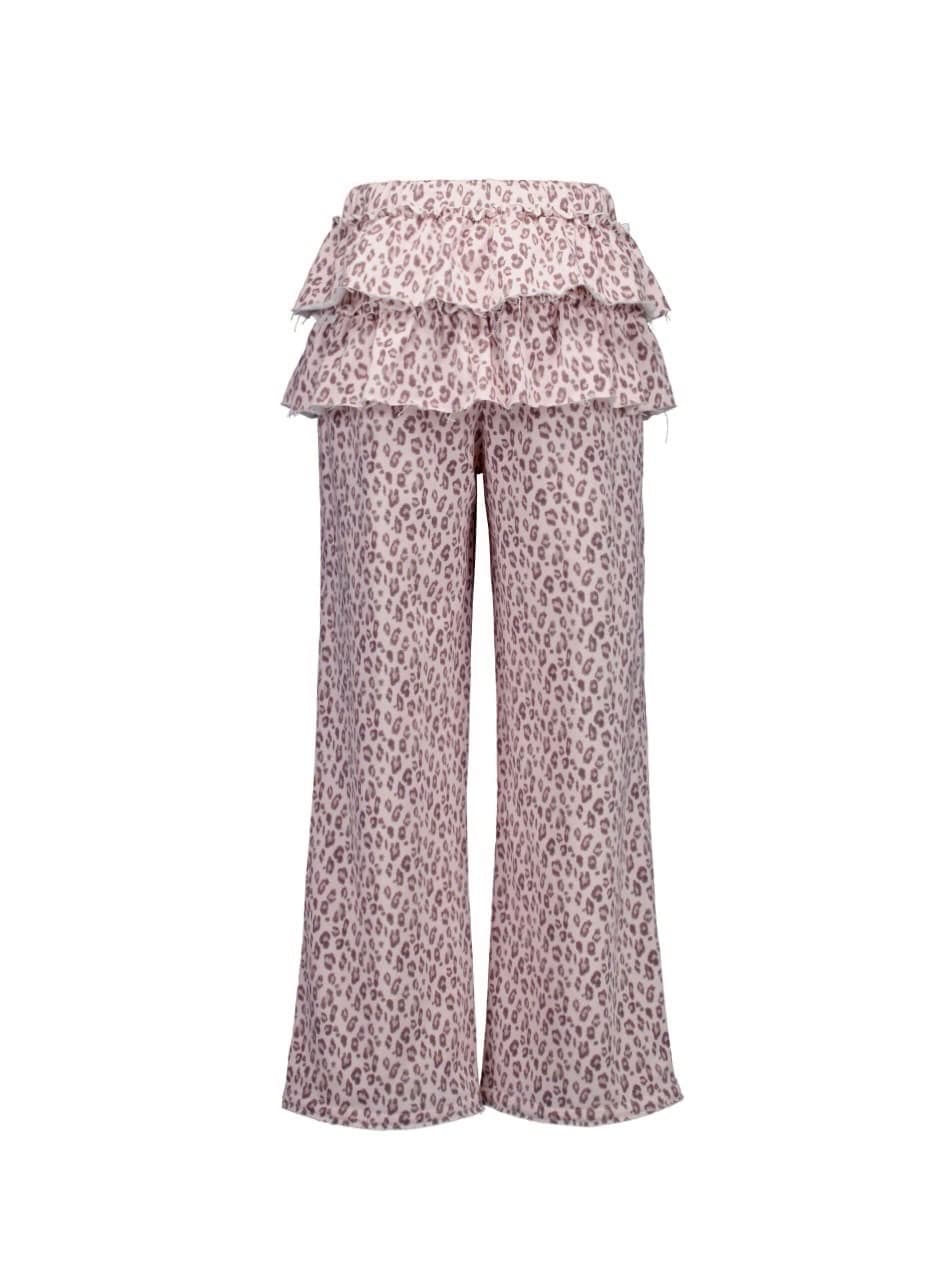 【SETUP‐EXE】FRILL LEOPARD PRINT PANTS / 【セットアップエグゼ】フリルレオパードプリントスウェットパンツ
