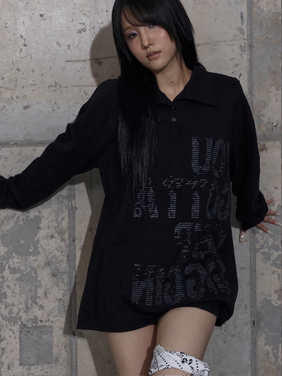 【FANCY CLUB】BACK CROSS OVER FIT COLLAR TEE / 【ファンシークラブ】バッククロスオーバーフィットカラー長袖Ｔシャツ