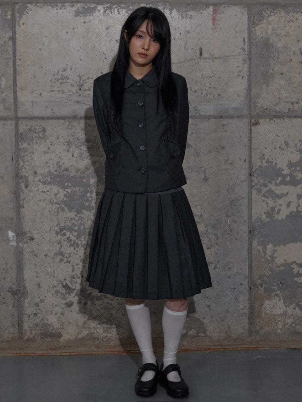 【FANCY CLUB】CLASSIC BUCKLE PLEATS MIDI SKIRT / 【ファンシークラブ】クラシックバックルプリーツミディスカート