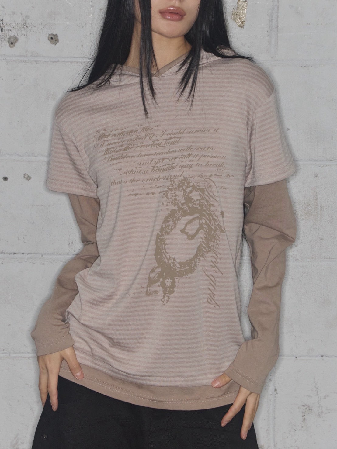 【FANCY CLUB】STRIPE LAYERED HOODIE / 【ファンシークラブ】ストライプレイヤードフーディー