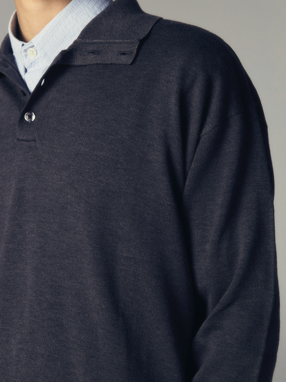 【CS】wool touch knit polo (charcoal) / 【シーエス】ウールタッチニットポロ