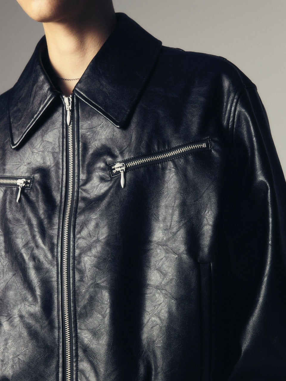 【CS】multi zip faded wash blouson (black)