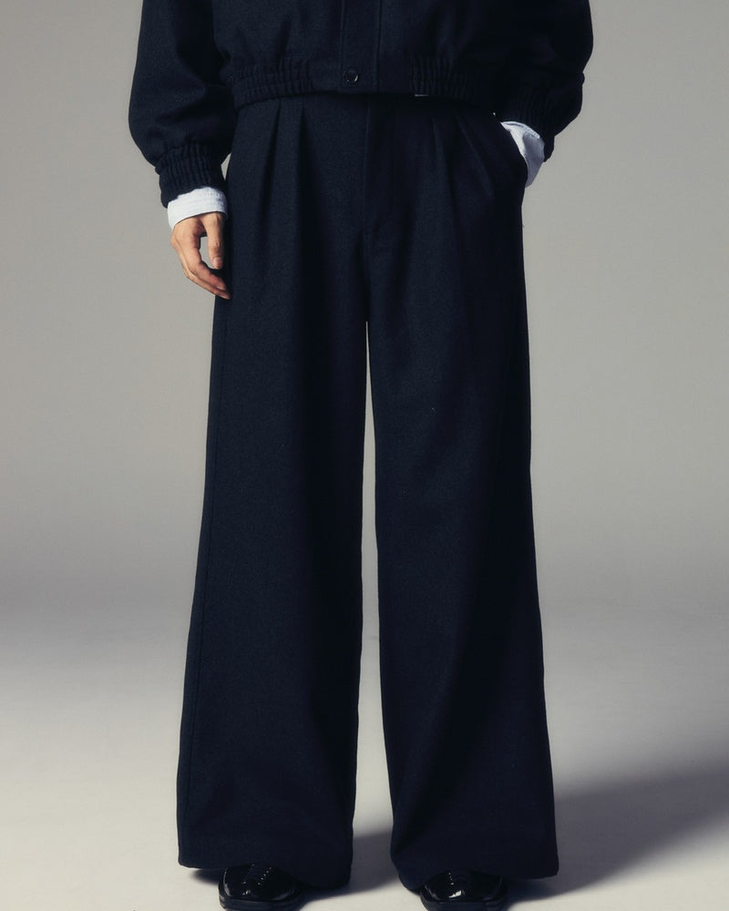 【CS】two tuck wool wide trousers