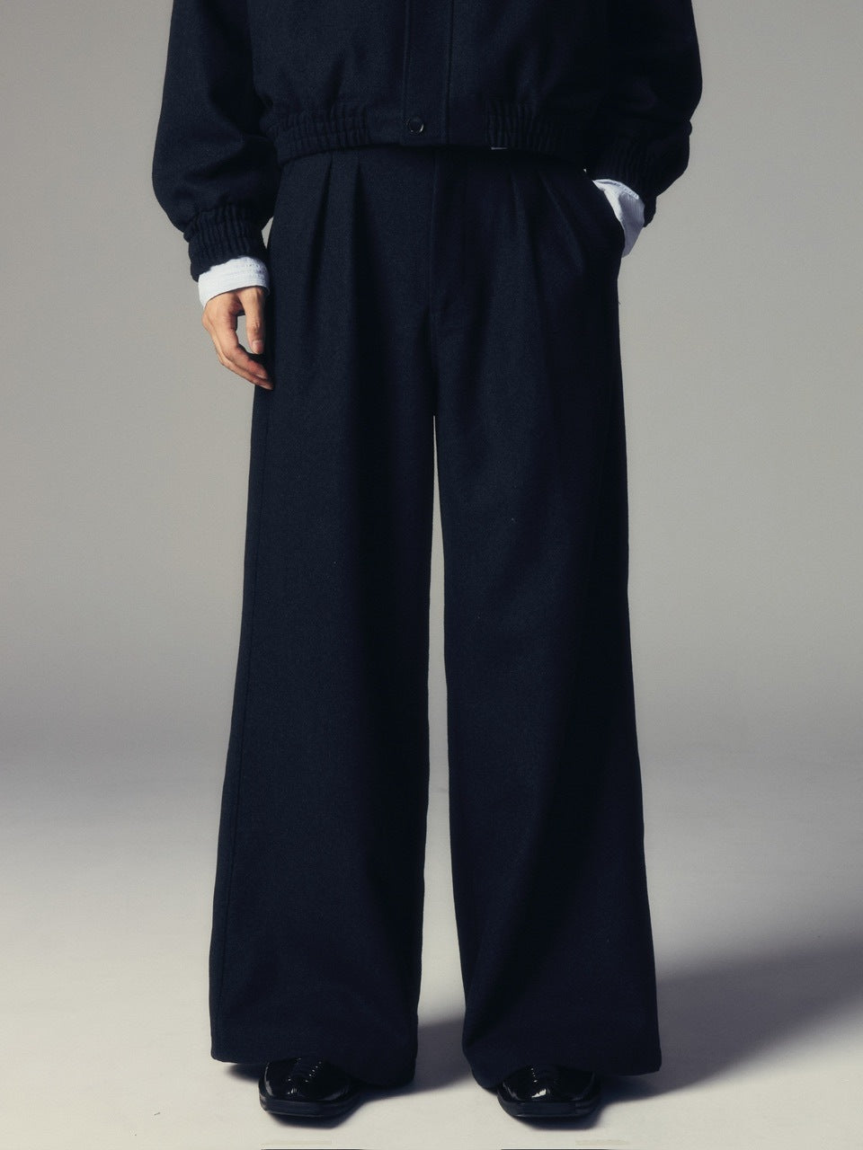 【CS】two tuck wool wide trousers