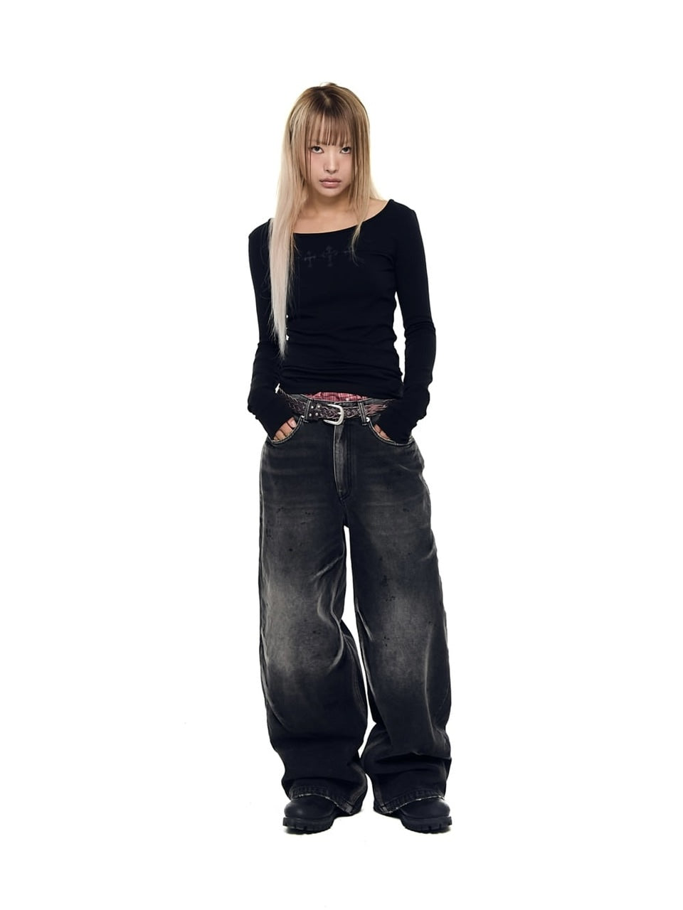 【AAKAM】Paint Washed Denim Pants