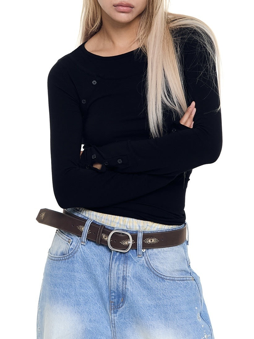 【AAKAM】Needlework Studded Belt