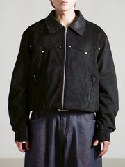 【Chikashitsu +】suede contrast collar jacket / 【チカシツプラス】スエードコントラストカラージャケット (2color)