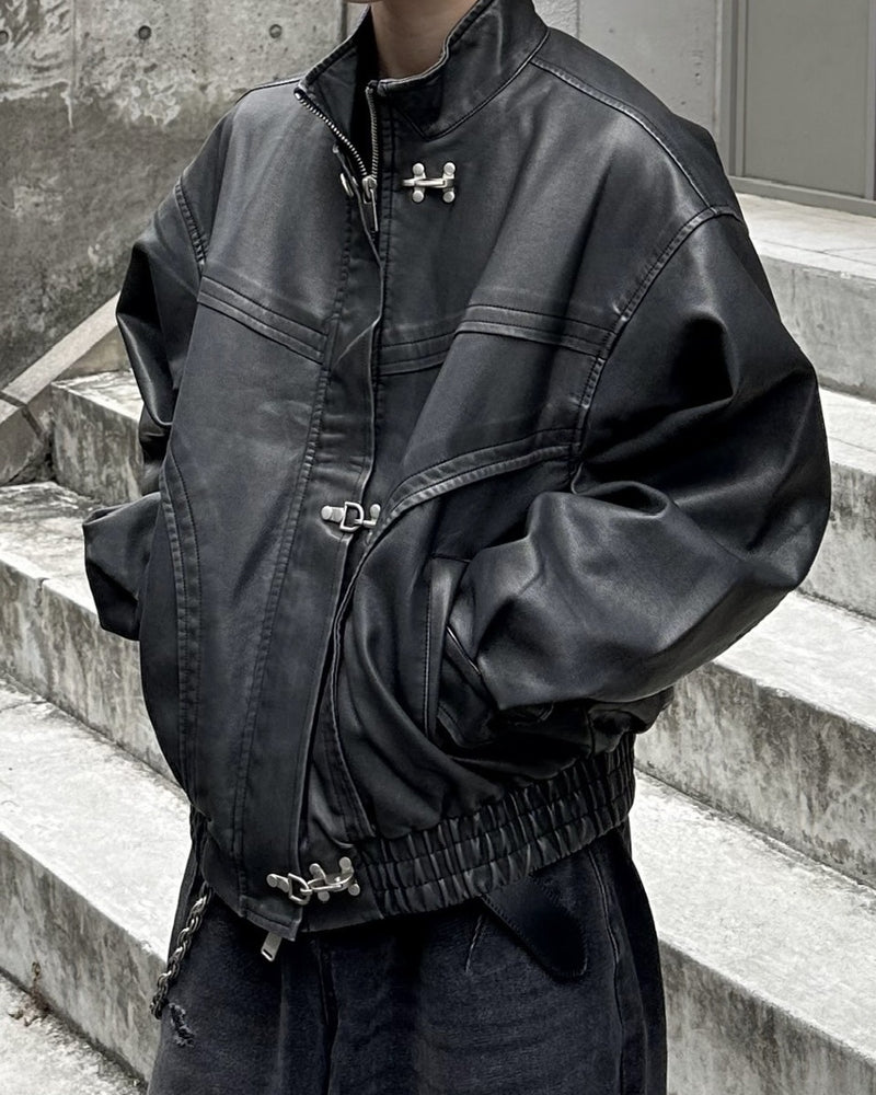 大阪店WEB限定受注制【Chikashitsu +】overfit fireman leather jacket / 【チカシツプラス】オーバーフィットファイアマンレザージャケット (2color)
