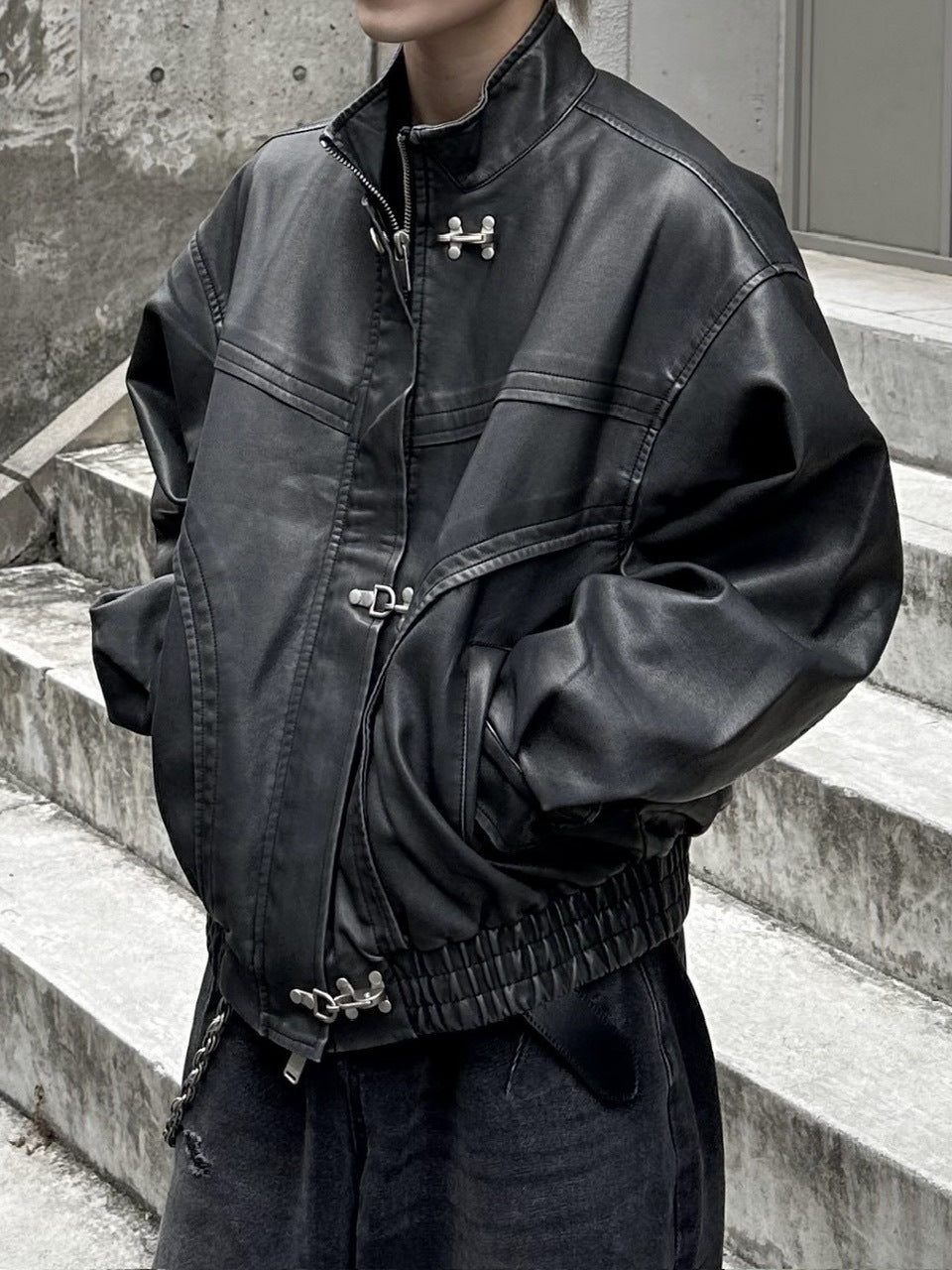 大阪店WEB限定受注制【Chikashitsu +】overfit fireman leather jacket / 【チカシツプラス】オーバーフィットファイアマンレザージャケット (2color)