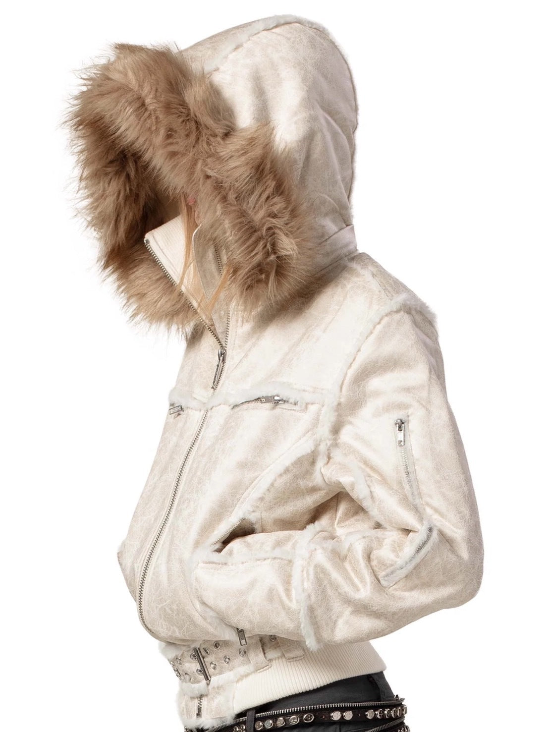 【RACER WORLDWIDE】Sheep Skin Jacket / 【レーサーワールドワイド】ベルテッドジップファージャケット