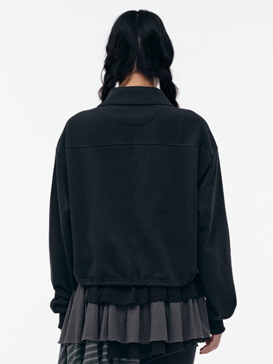 【TUOMIO】ROUND COLLAR STRING TOP / 【トゥオミオ】ラウンドカラーストリングハーフジップスェット