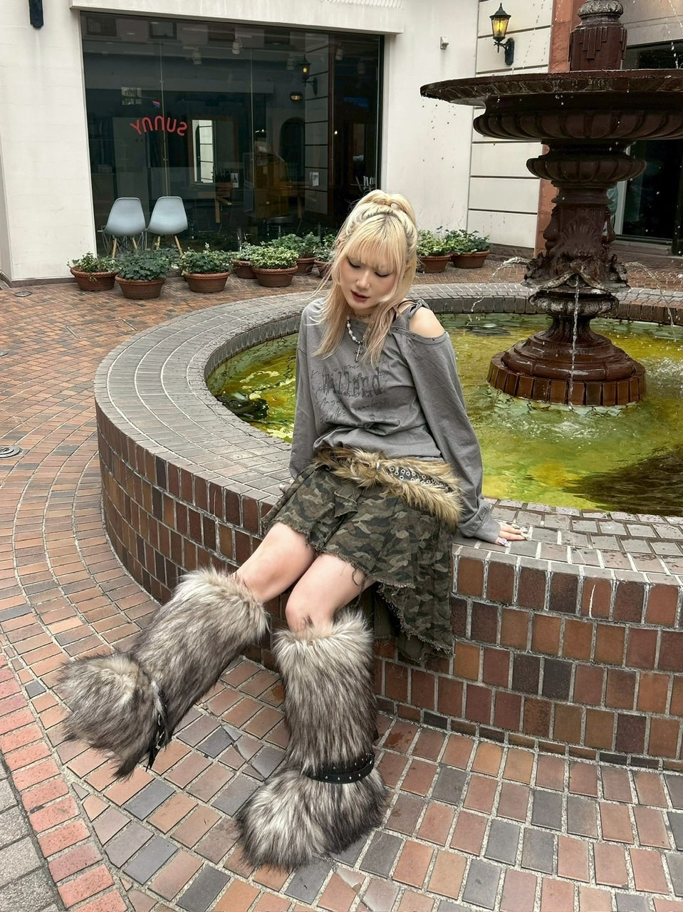 国際配送【Never mind the XU】belt fur boots /【エックスユードッグ】ベルトファーブーツ(2color)