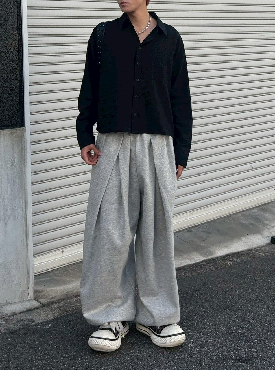 大阪店WEB限定受注制【Chikashitsu +】double tuck balloon sweat pants / 【チカシツプラス】ダブルタックバルーンスウェットパンツ (2color)