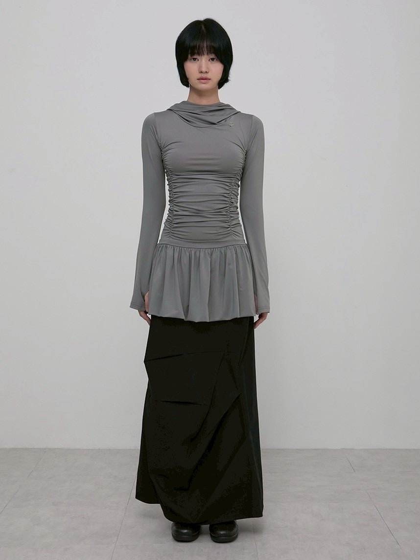 【FLAREUP】Hooded High Neck Long Dress / 【フレアアップ】フードハイネックロングドレス