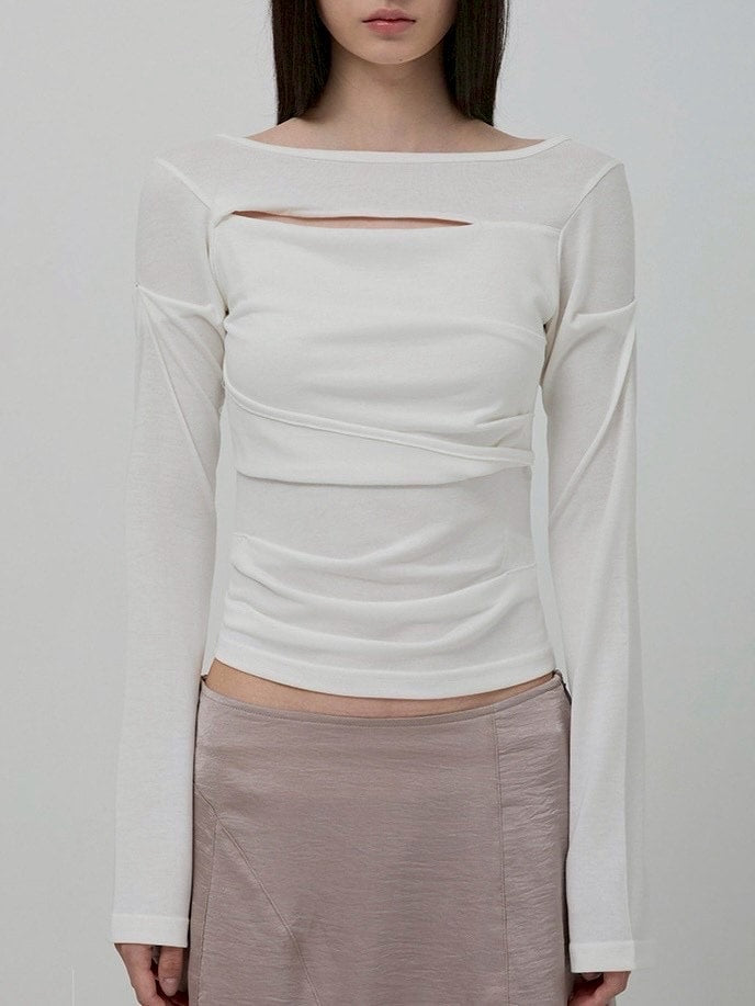 【FLAREUP】Asymmetrical Draped Long Sleeve / 【フレアアップ】アシンメトリードレープ長袖Ｔシャツ