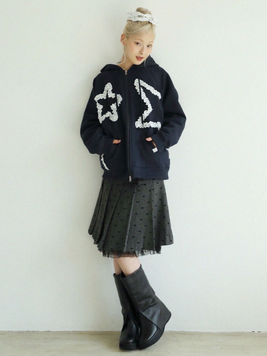 12/21 20:00 再販【Uglyshadow】FLOWER STAR HOODED ZIPUP