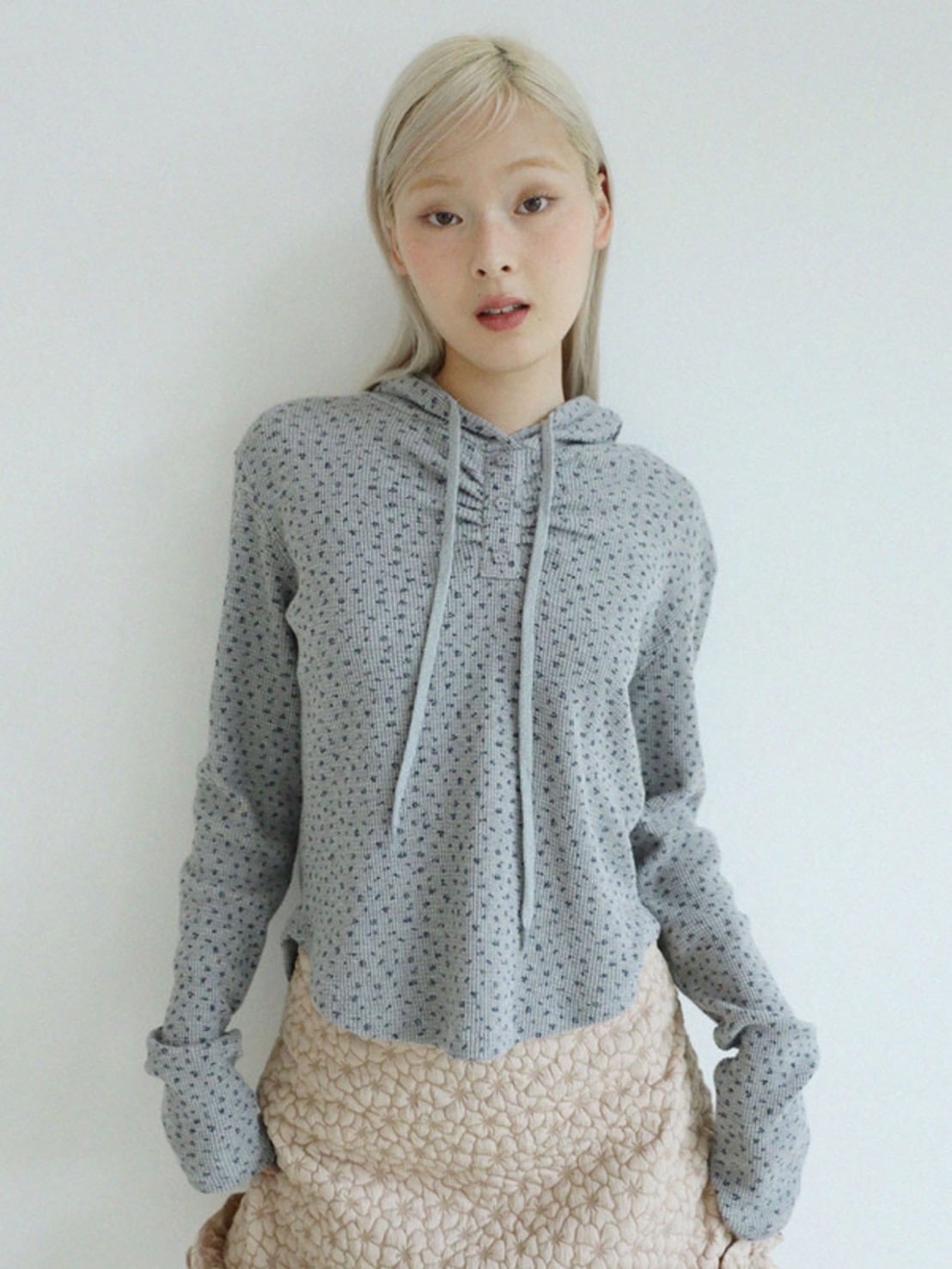 12/21 20:00 再販【Uglyshadow】FLOWER WAFFLE HOODIE