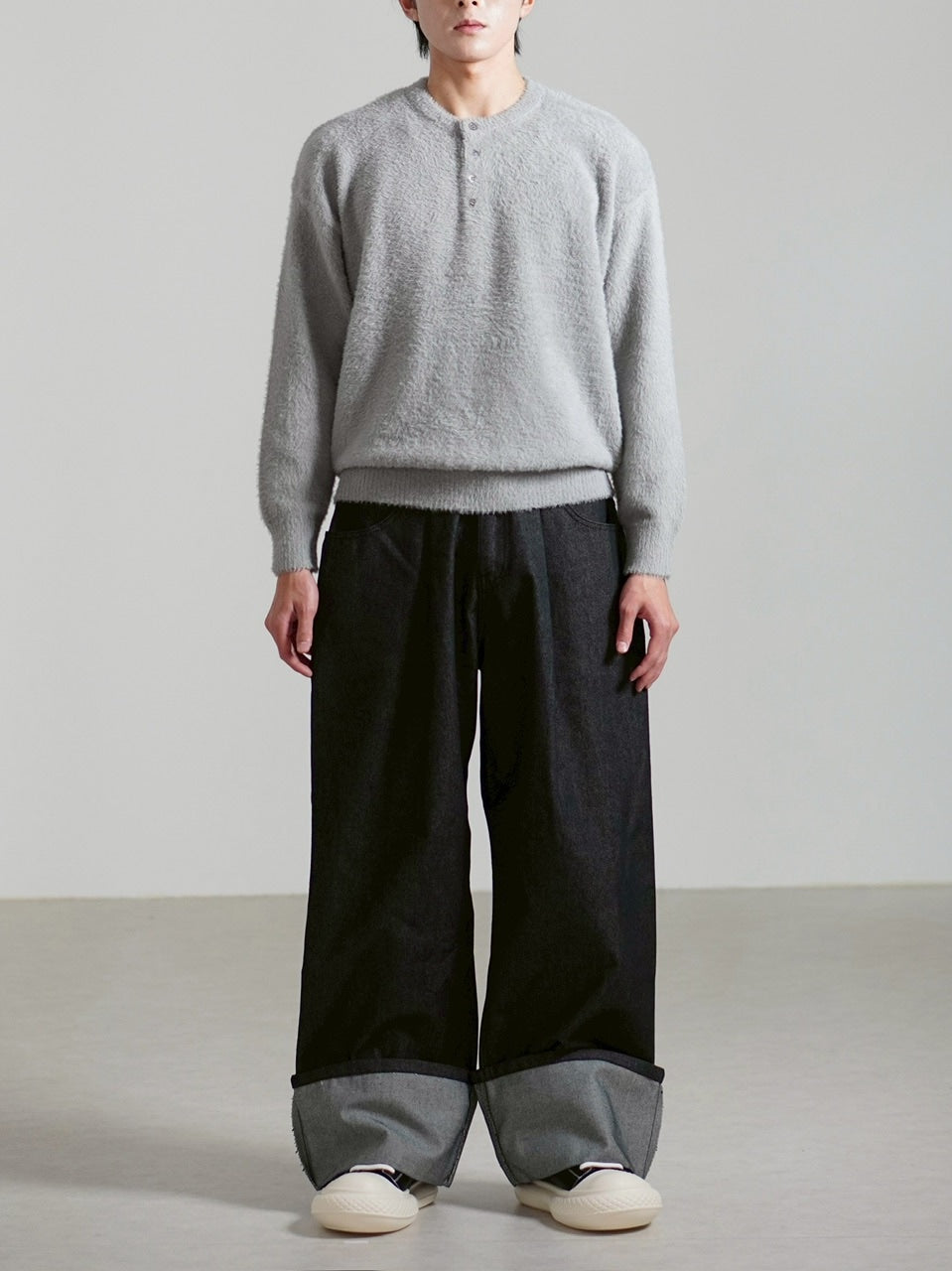 受注制【Chikashitsu +】roll-up balloon denim pants / 【チカシツプラス】ロールアップバルーンデニムパンツ (2color)