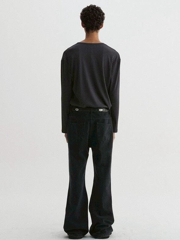 【DNSR】Ribbed Henley Long Sleeve