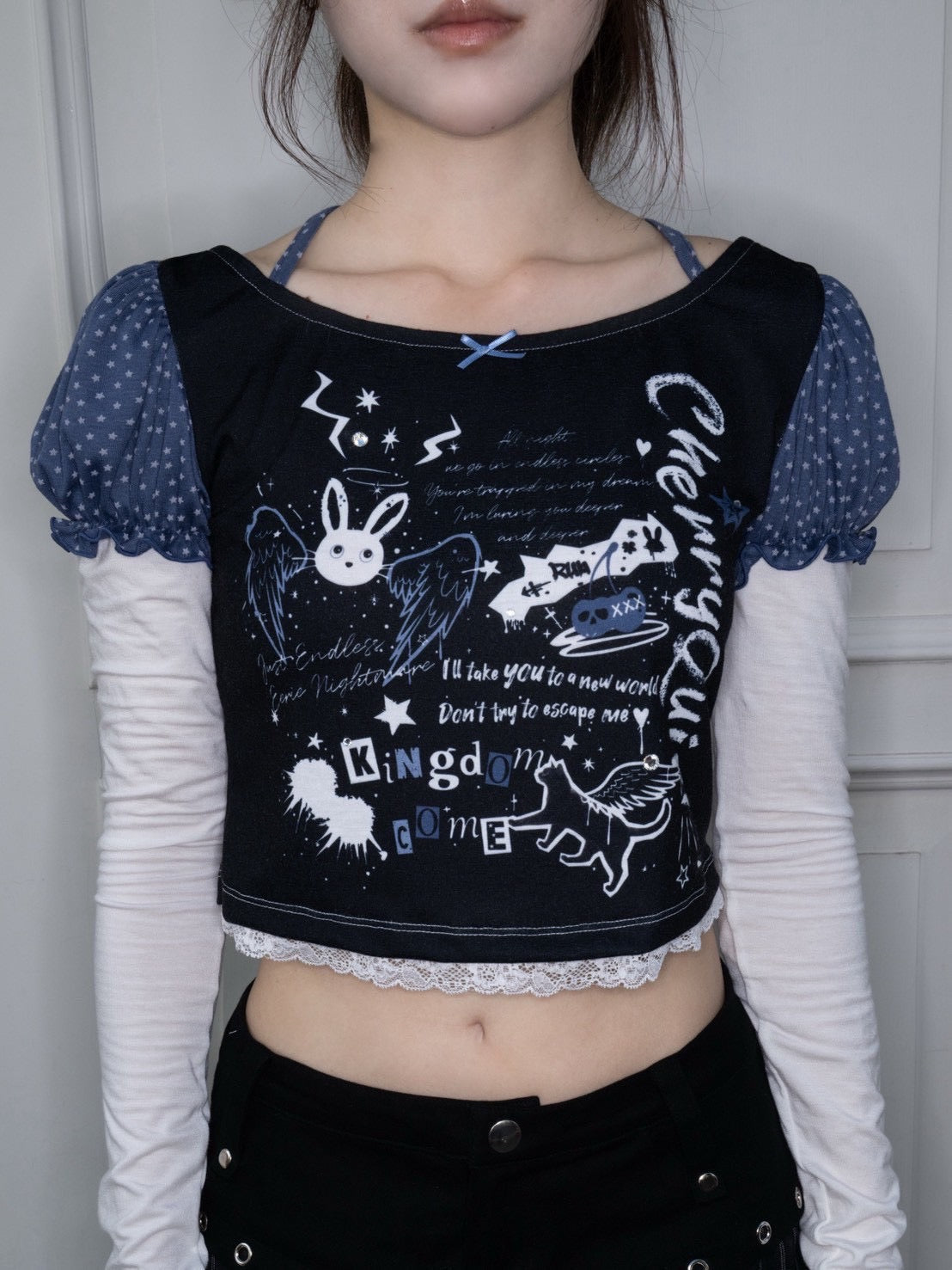 1/2 20:00発売【CHERRYQUIRI】graffy starry puffy sleeve