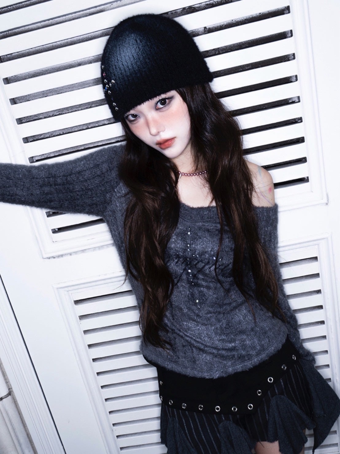 1/2 20:00発売【CHERRYQUIRI】crystal flare cross beanie