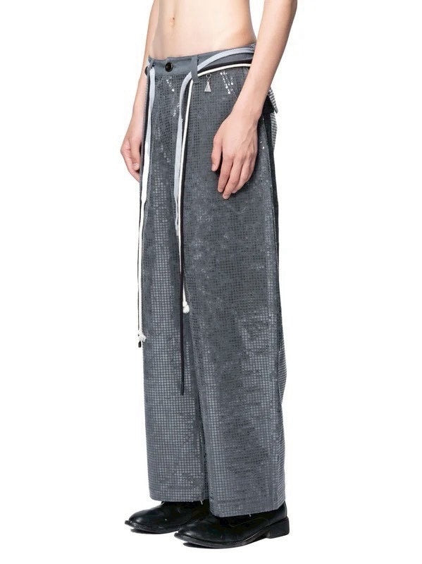 【The Boy Has No Patience】Transparent Pressed French Work Pants / 【ザボーイハズノーペーシェンス】ベルトストリングデニムパンツ