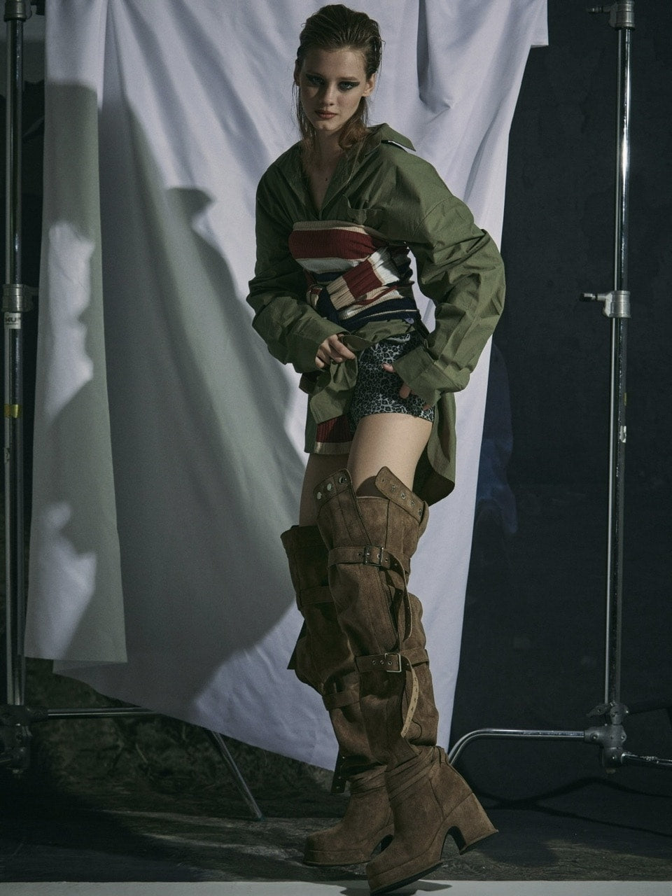 【GATELESS】BELT BUCKLE LOOSE LONG BOOTS / 【ゲートレス】ベルトバックルルーズロングブーツ