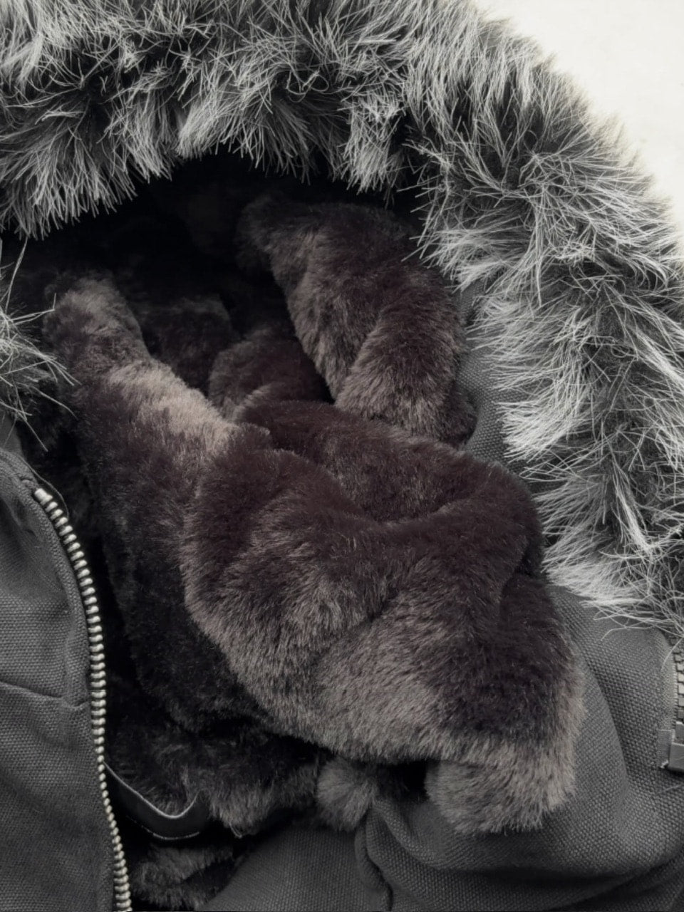 【youll】cropped fur hooded blouson