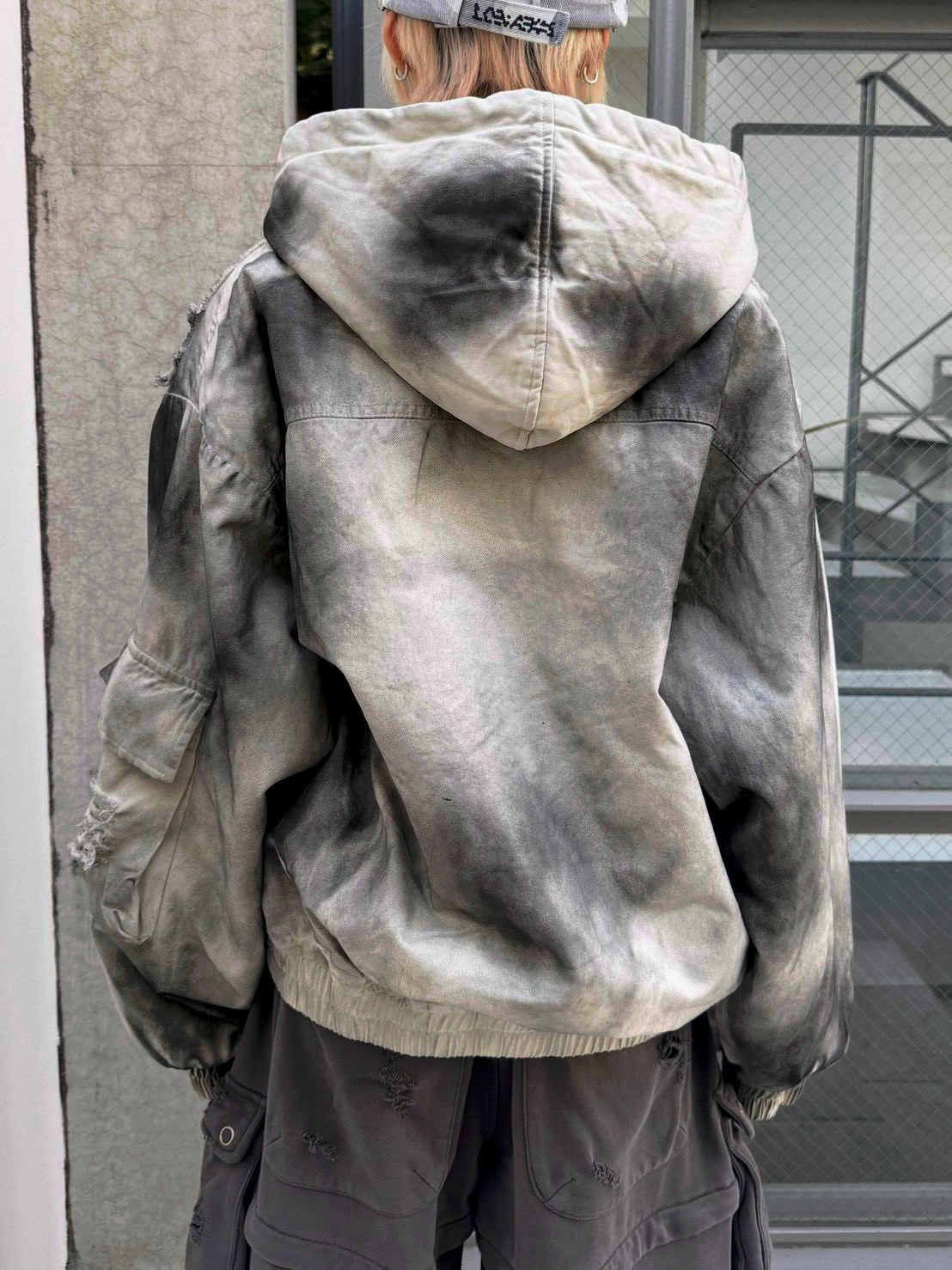 受注制【Never mind the XU】damage hood jacket / 【ネバーマインドザエックスユー】ダメージフードジャケット