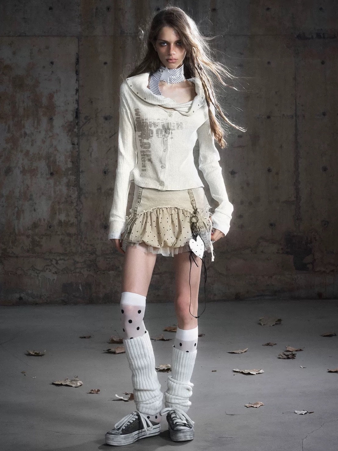 【Cest Nous】Off Shoulder Print Top / 【セヌー】オフショルダープリント長袖トップス