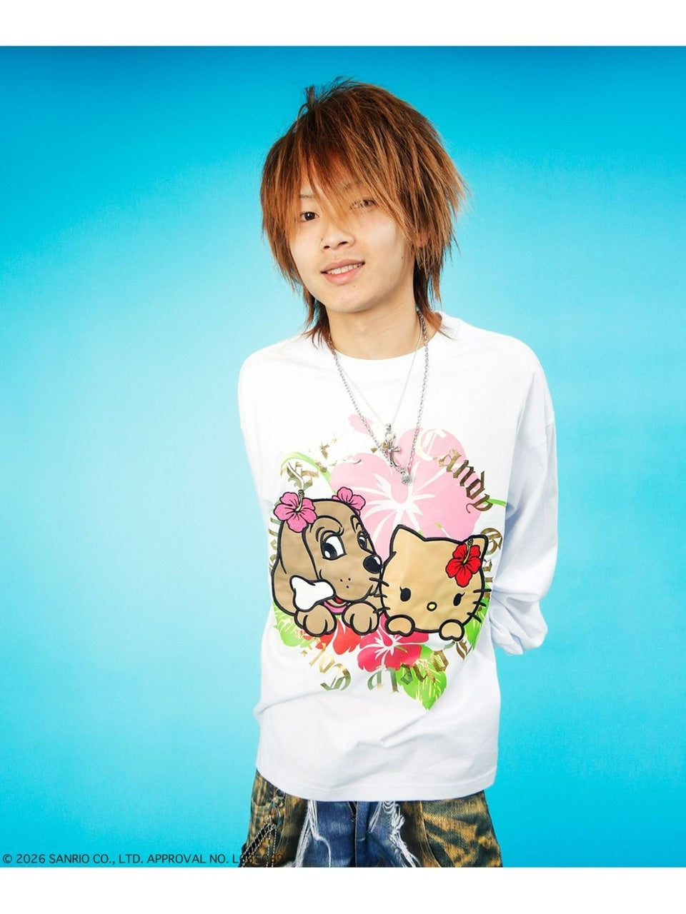 【GALFY×KITTY】キティアロハTee / 【ガルフィー×キティー】プリント長袖Tシャツ