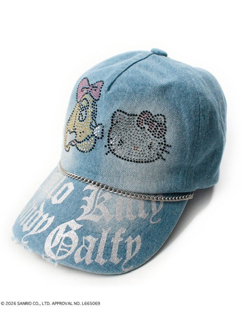 【GALFY×KITTY】キラキラデニムキャップ / 【ガルフィー×キティー】キティラインストーンデニムキャップ