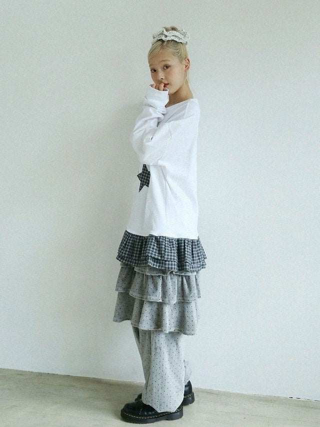 12/21 20:00 発売【Uglyshadow】DOT VELVET CANCAN MIDI SKIRT PANTS