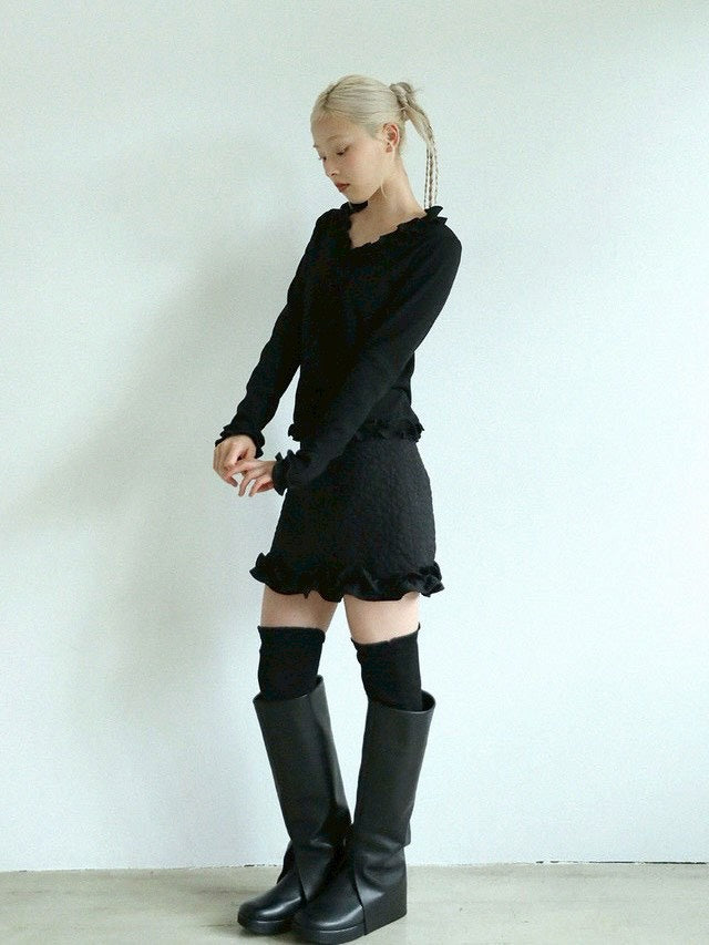 12/21 20:00 発売【Uglyshadow】FLOWER RUFFLE MINI SKIRT