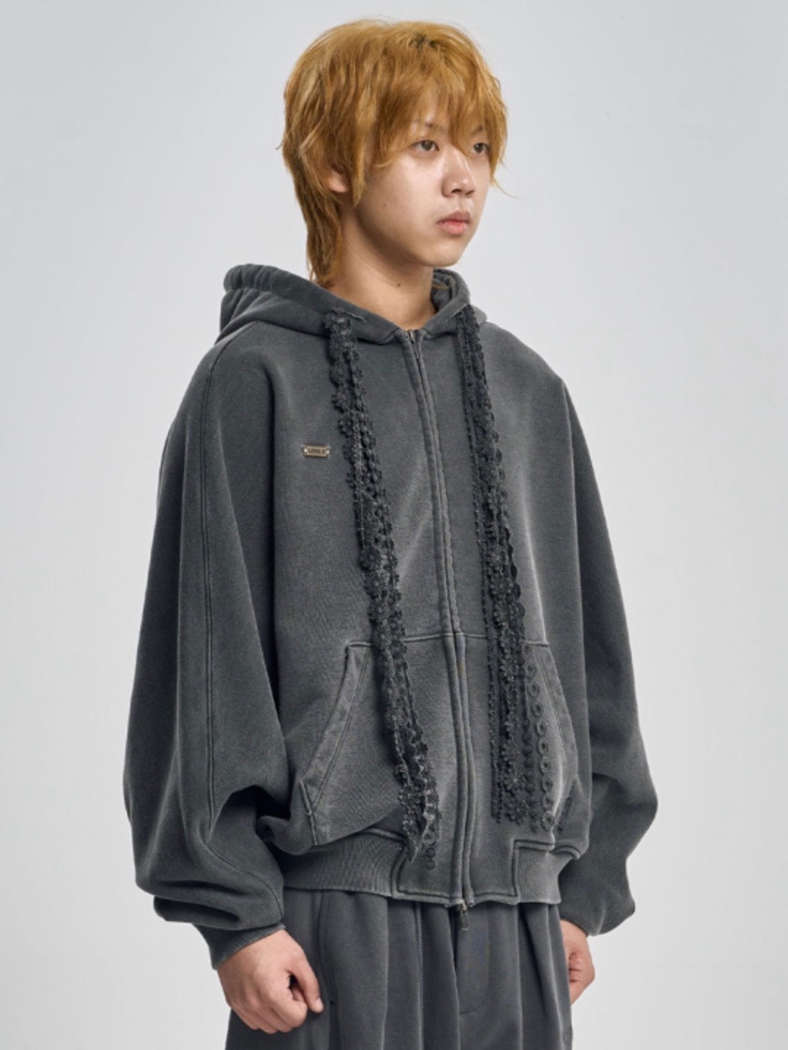 着画、物撮りまだ【AJOBYAJO】Laced Multi-Drawstring Zip-Up Hoodie