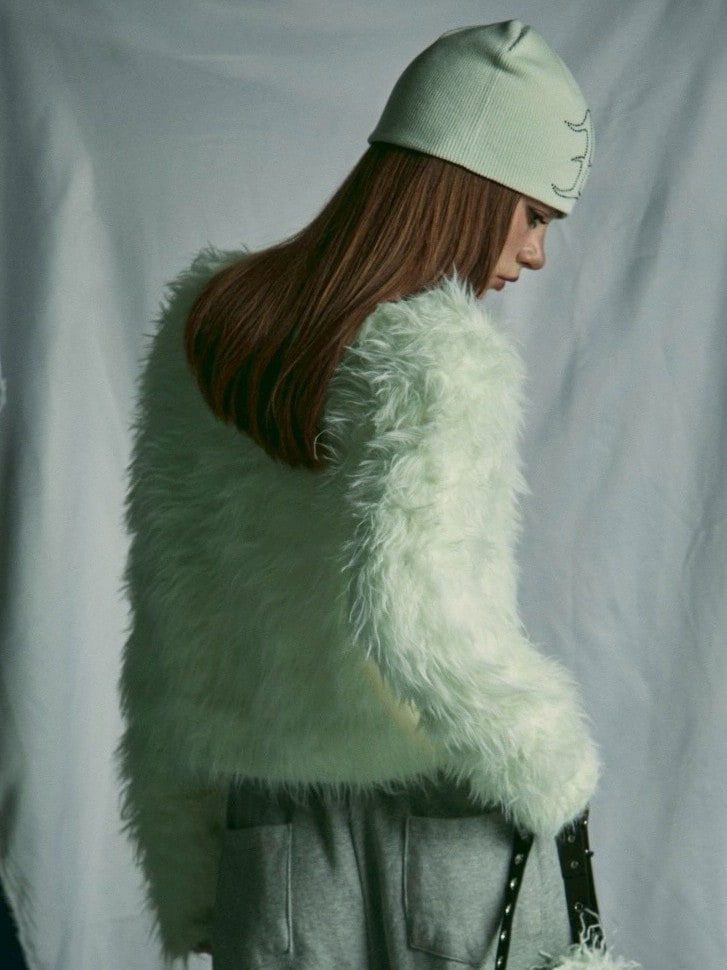 【GATELESS】FUR LIKE CROPPED CARDIGAN / 【ゲートレス】ファーライククロップドカーディガン