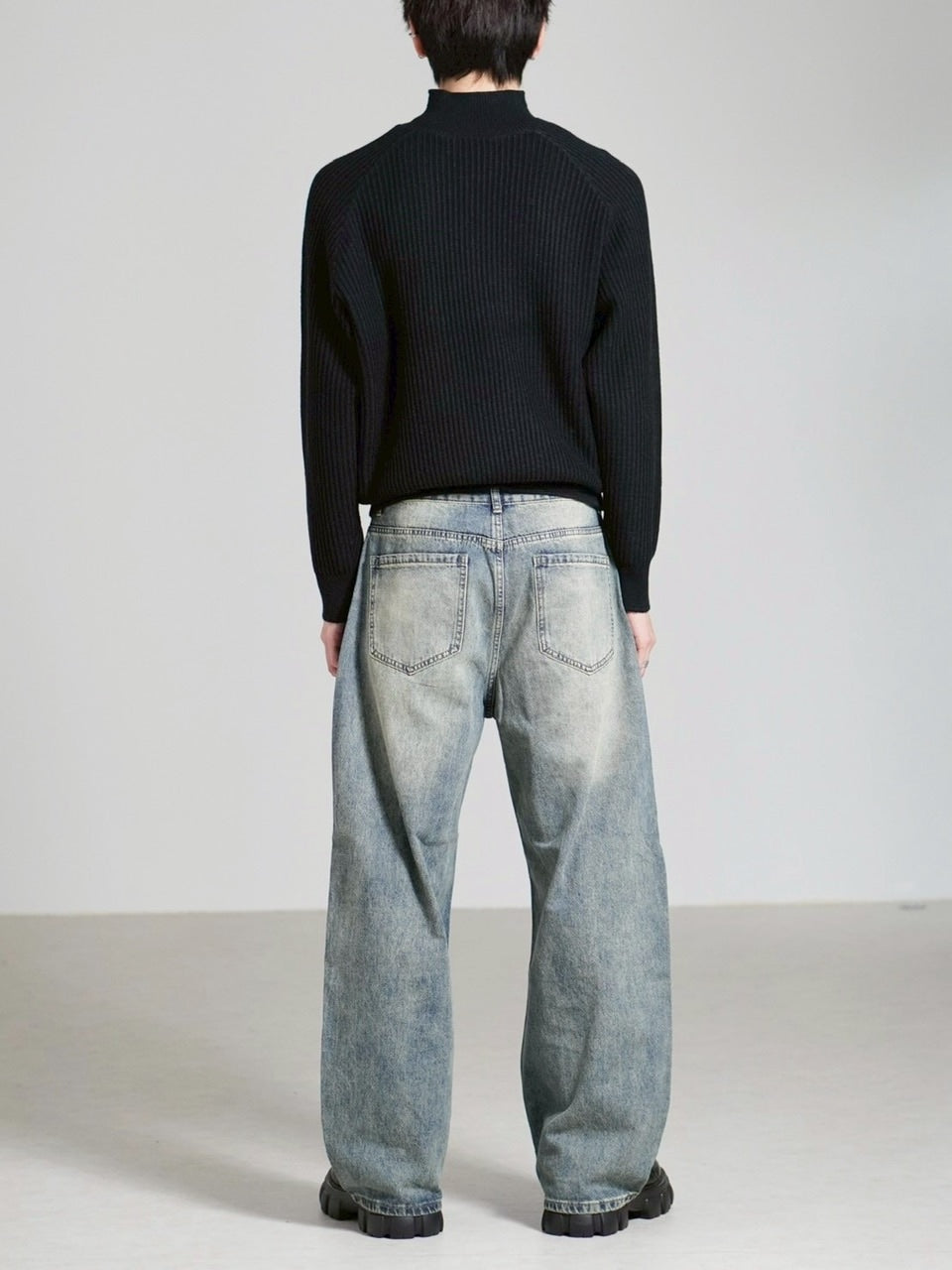 受注制【Chikashitsu +】brush wide leg denim pants (3color