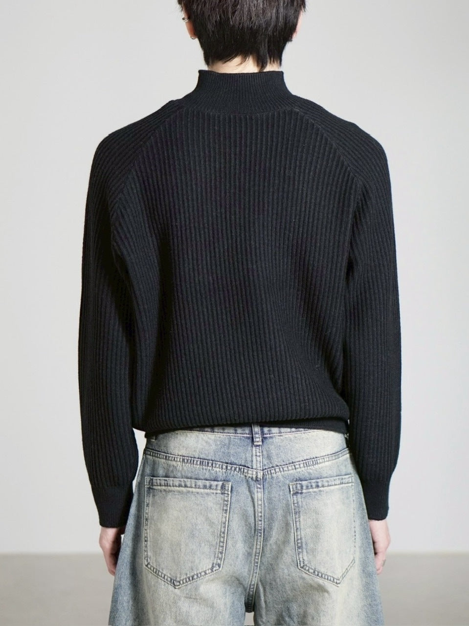 受注制【Chikashitsu +】shoulder zipper rib knit / 【チカシツプラス】ショルダージッパーリブニット (3color)