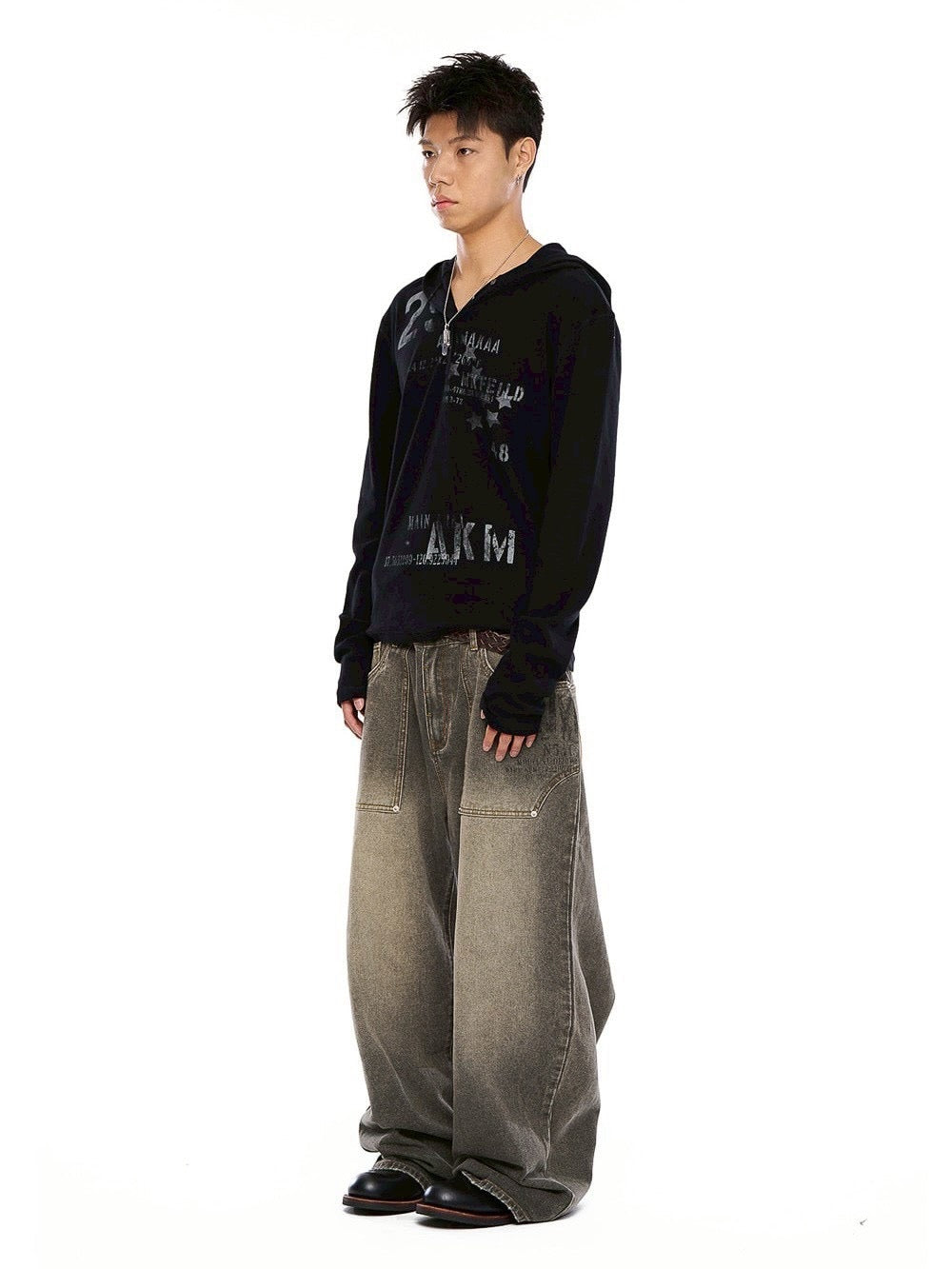 【AAKAM】Numbering Hooded Long Sleeve