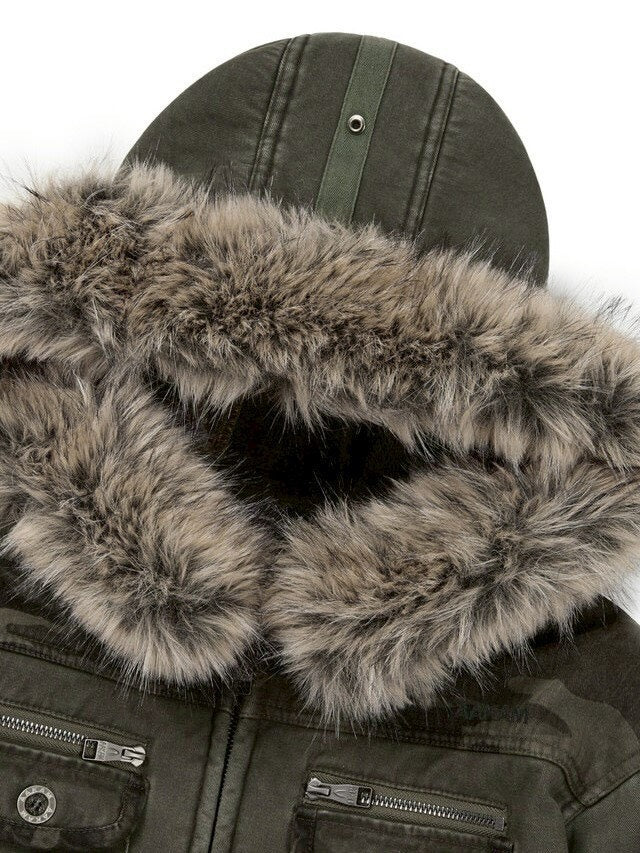 【AAKAM】Fur Camo Contrast Jacket