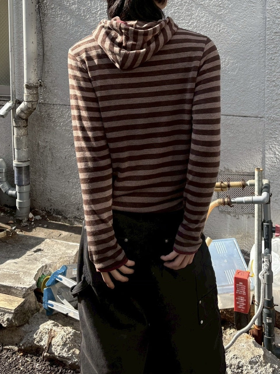 受注制【youll】asymmetry border henley hoodie (2color)