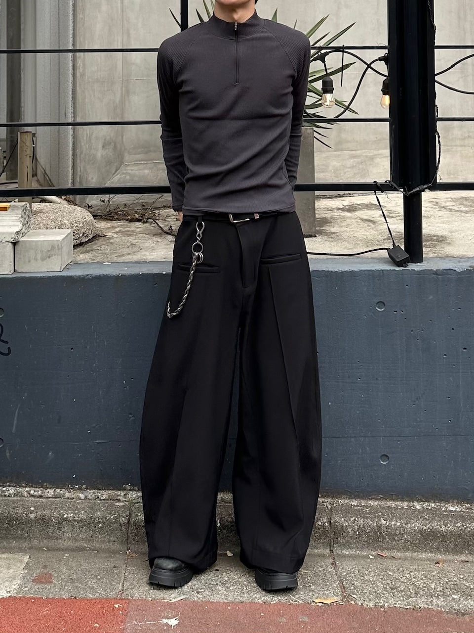 大阪店WEB限定受注制【Chikashitsu＋】mockneck zip long sleeve / 【チカシツプラス】モックネックジップ長袖Tシャツ (3color)