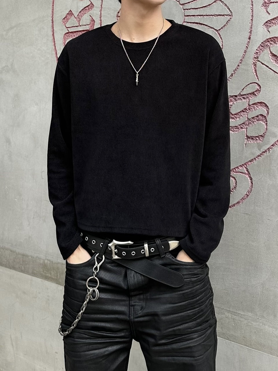 大阪店WEB限定受注制【Chikashitsu＋】cropped waffle long sleeve / 【チカシツプラス】クロップワッフルロングスリーブ (2color)