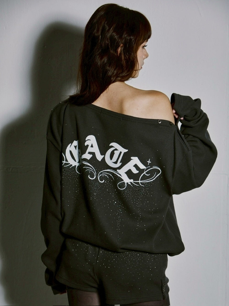 【GATELESS】WAFFLE LONG SLEEVE / 【ゲートレス】ワッフルオフショル長袖Tシャツ