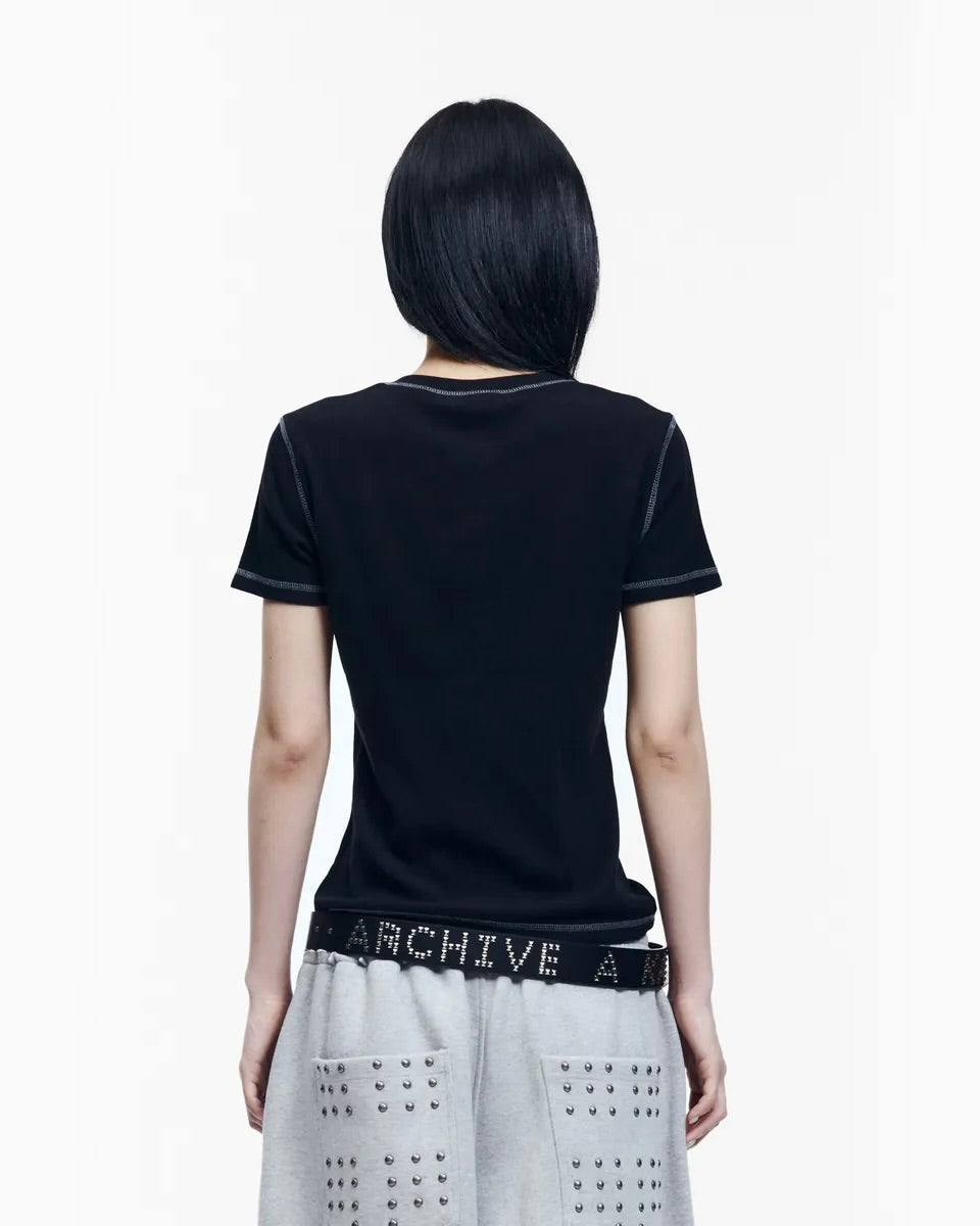 【AAKAM】Tread Henry Neck Half Top