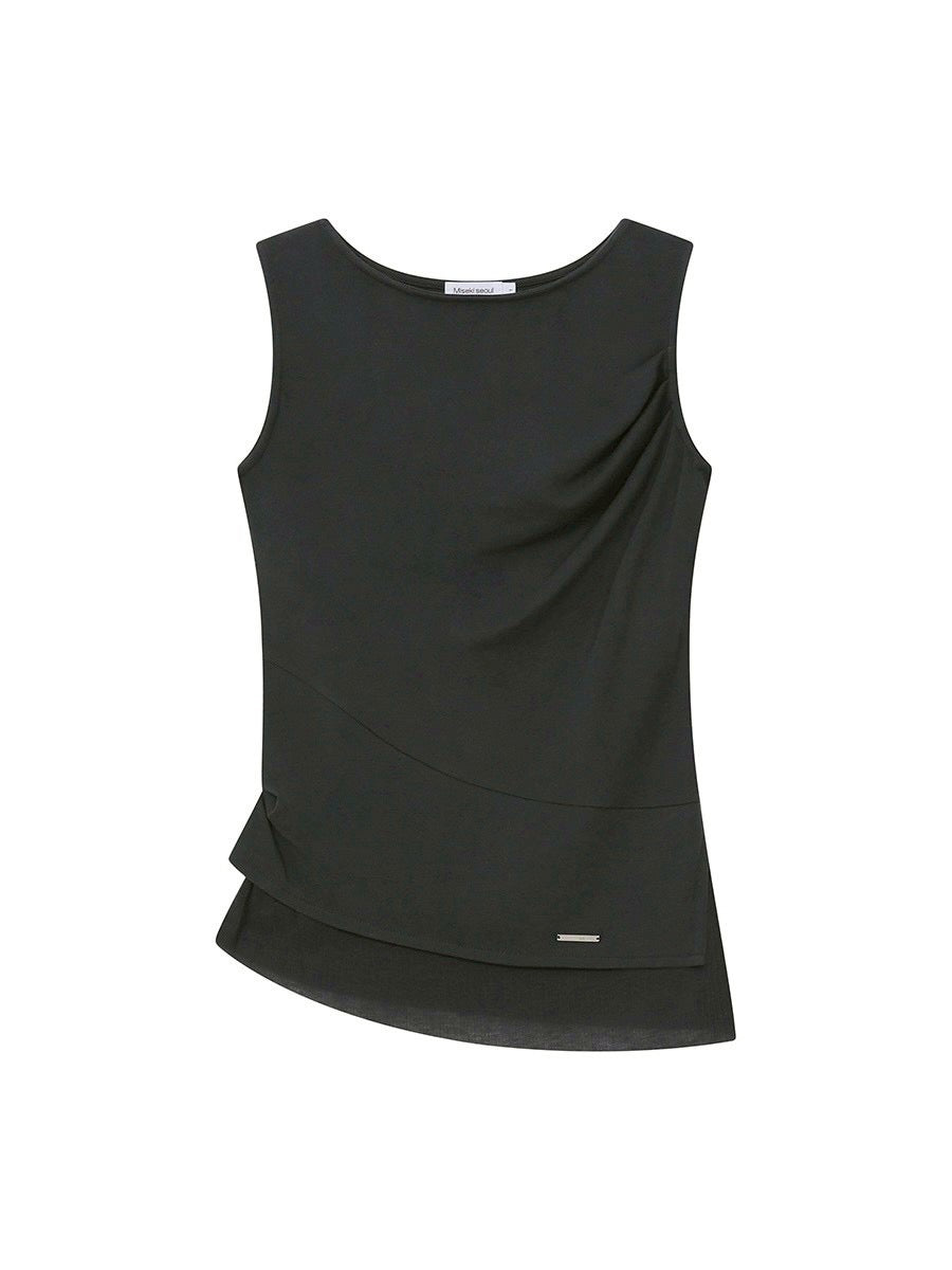 【Miseki seoul】Unbalanced sheer layered sleeveless